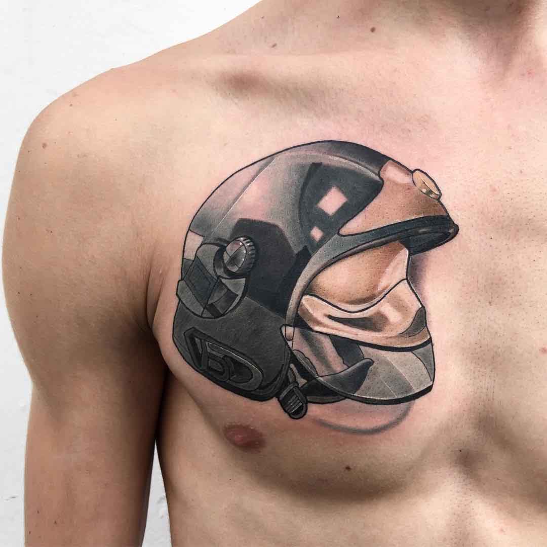 Ikaika helmet tattoo