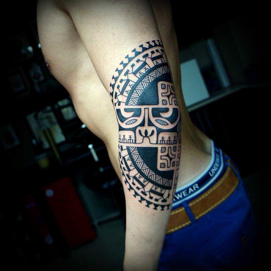 Polynesian Elbow Tattoo by Dmitry Babakhin