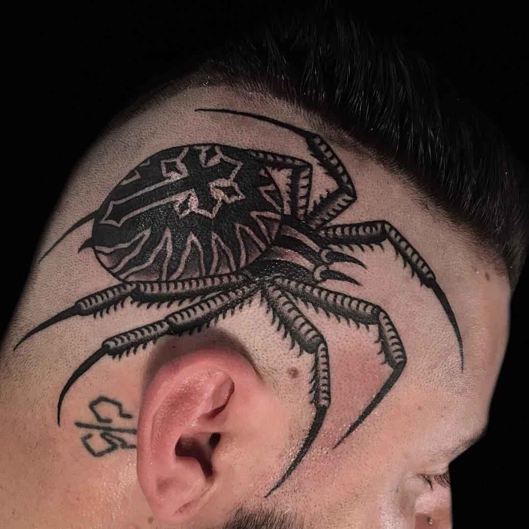 head tattoo spider