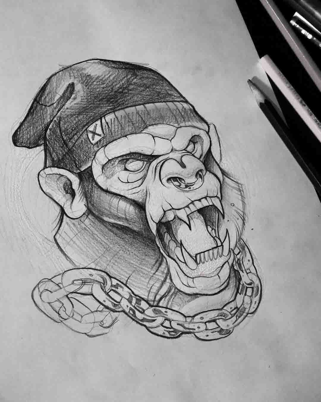 angry monkey tattoo idea