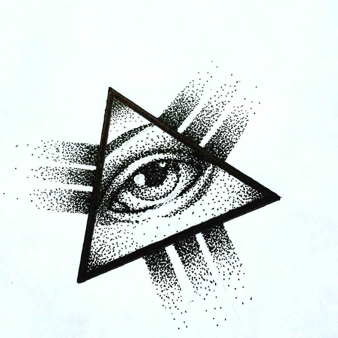 dotwork triangle eye of providence tattoo sketch