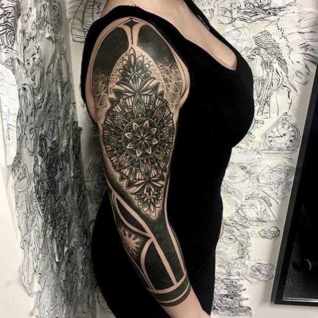 half tattoo sleeve mandala
