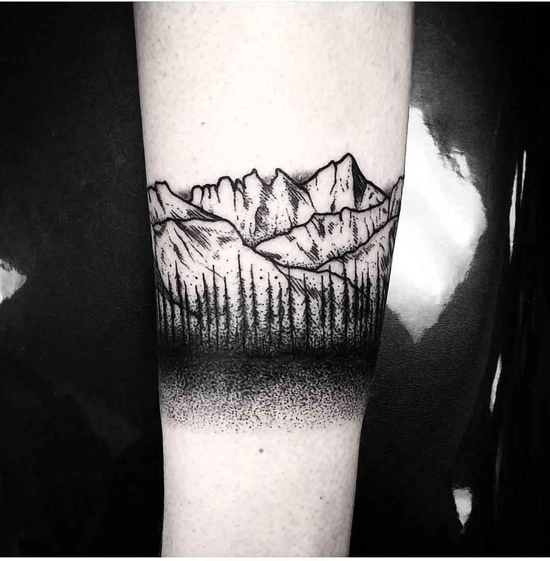 forest tattoo mountain bracelet tattoo