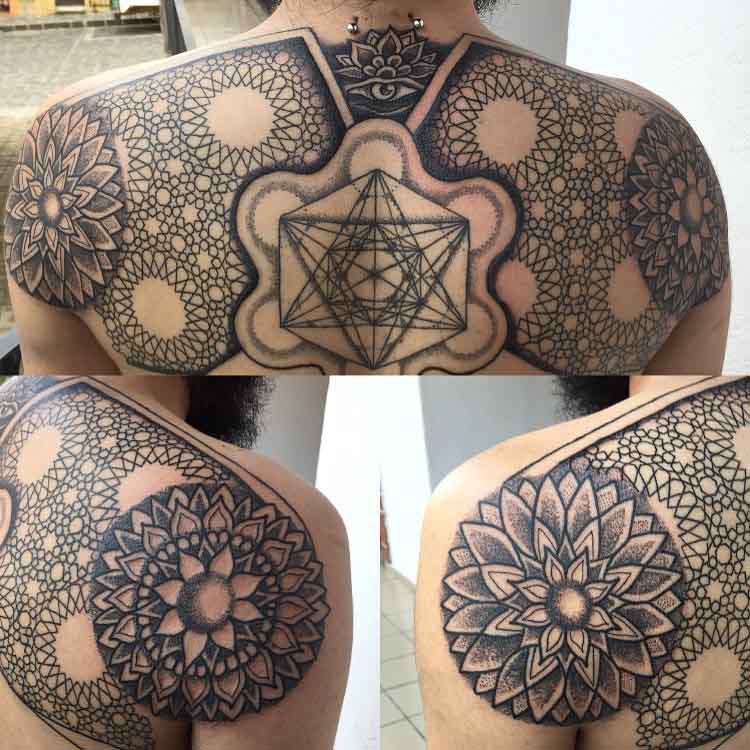 shoulder blade mandala tattoos