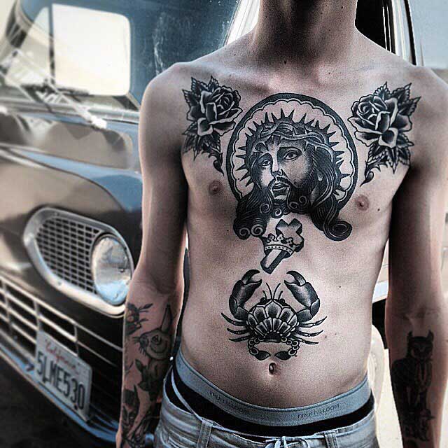 chest jesus tattoo