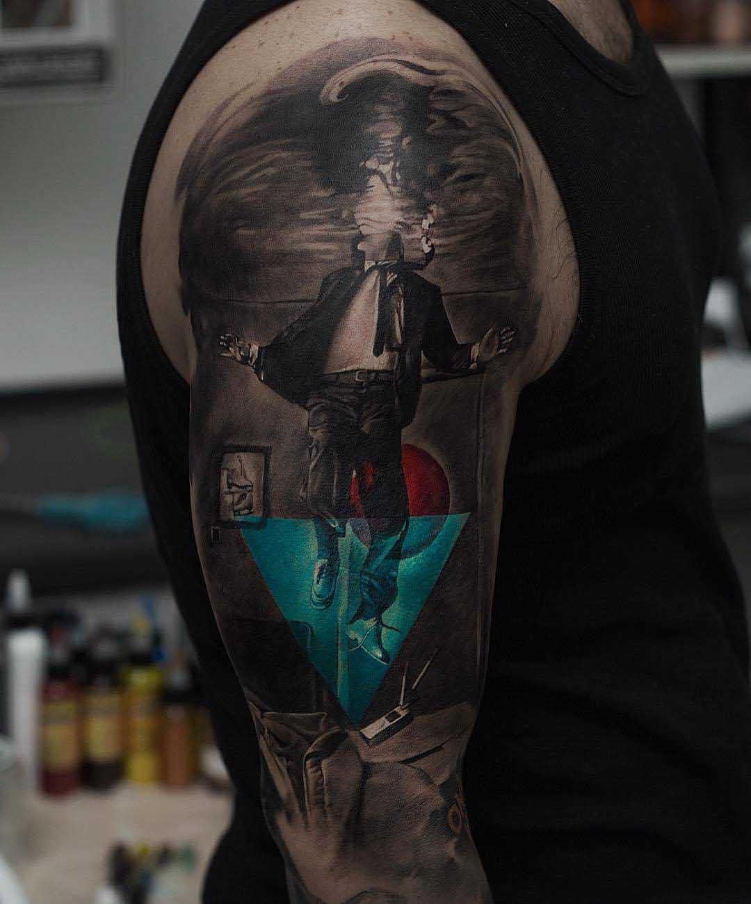 sunken man tattoo on shoulder 3D