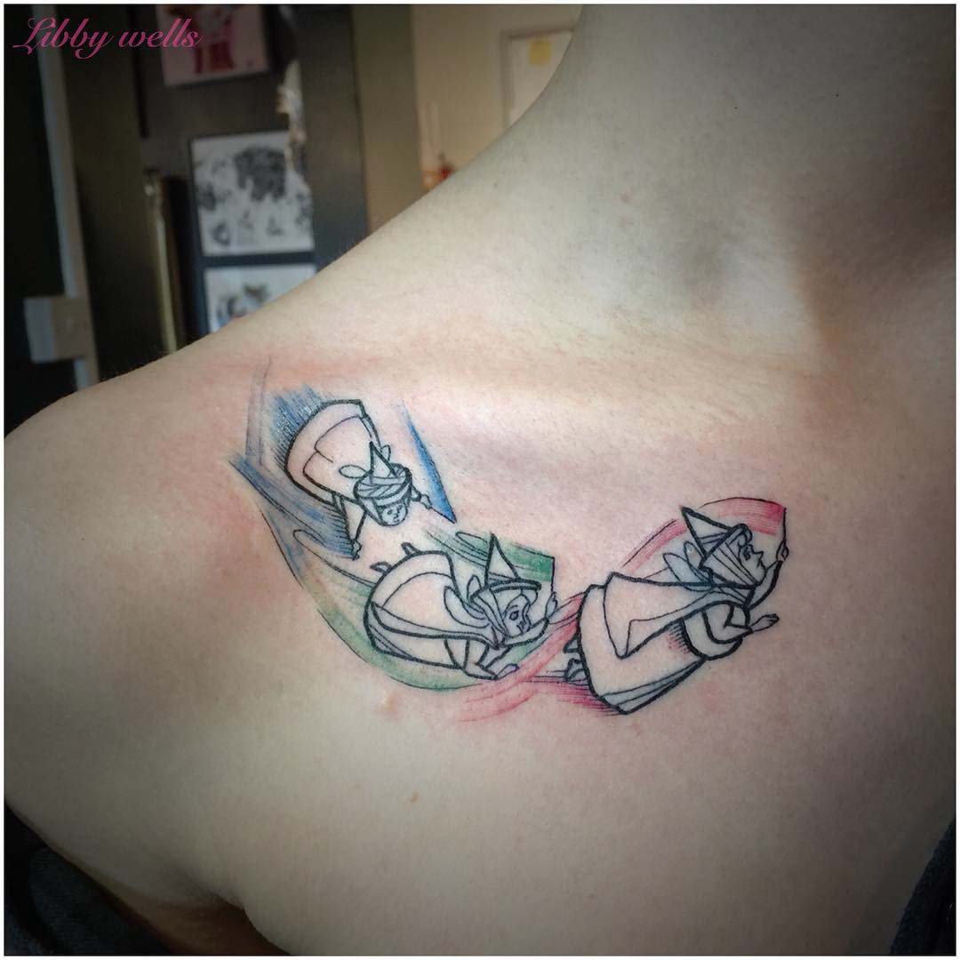 Sleeping Beauty Tattoo on collar bone