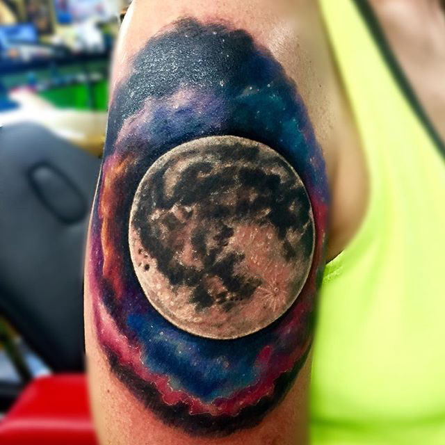 shoulder tattoo full moon