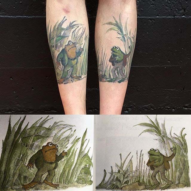 frog tattoos on shin
