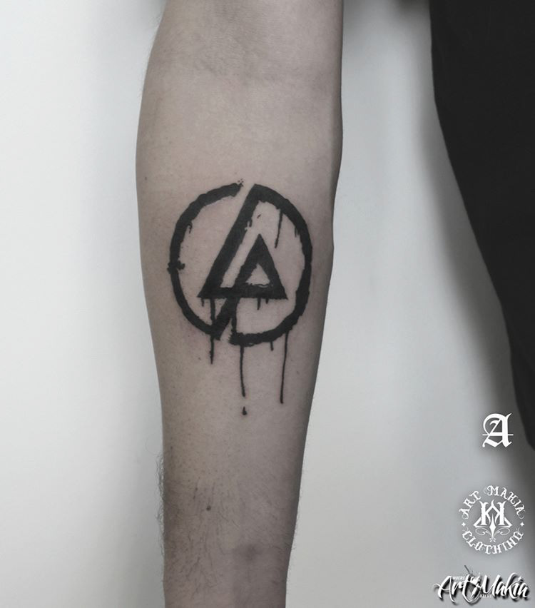 Tribal Linkin Park Logo Tattoo On Arm
