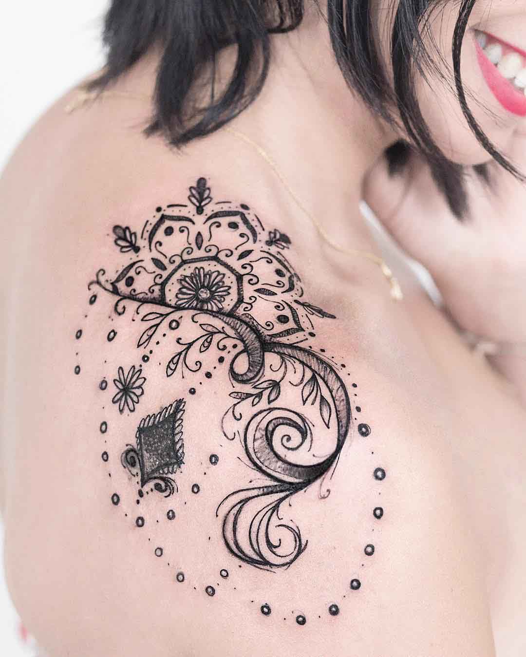 upper shoulder mandala tattoo beautiful
