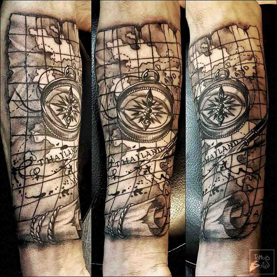arm tattoo old map