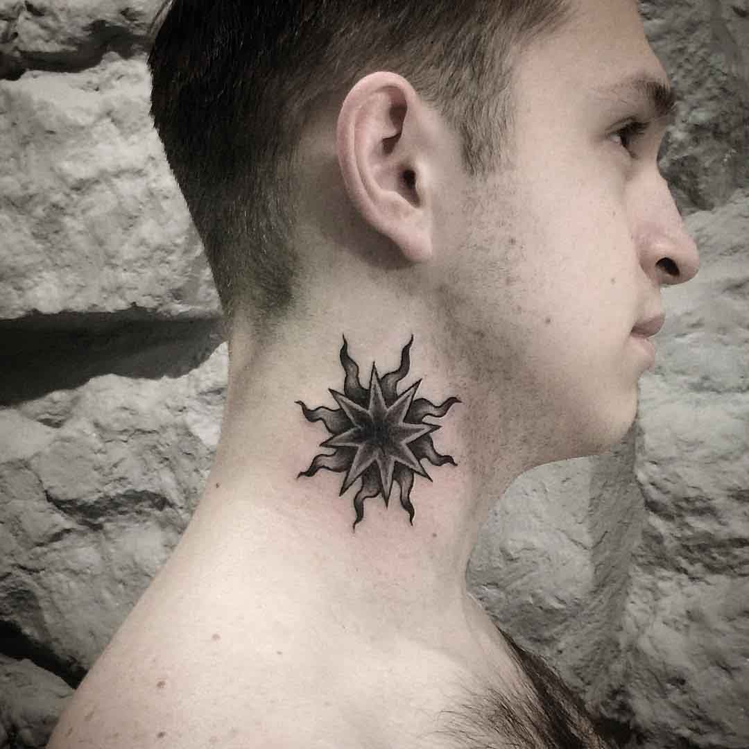neck tattoo star black