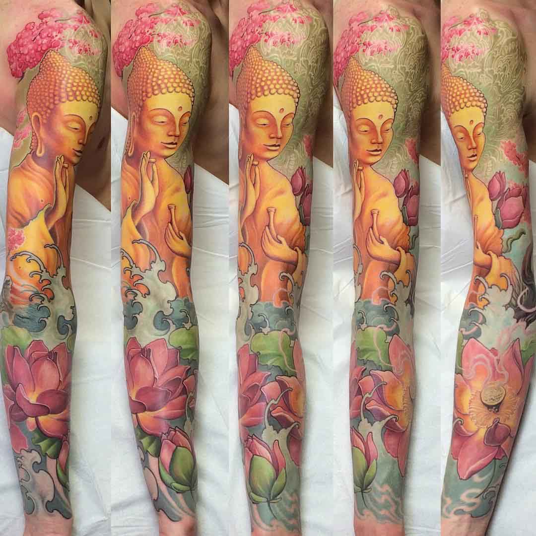 Buddha tattoo sleeve full arm