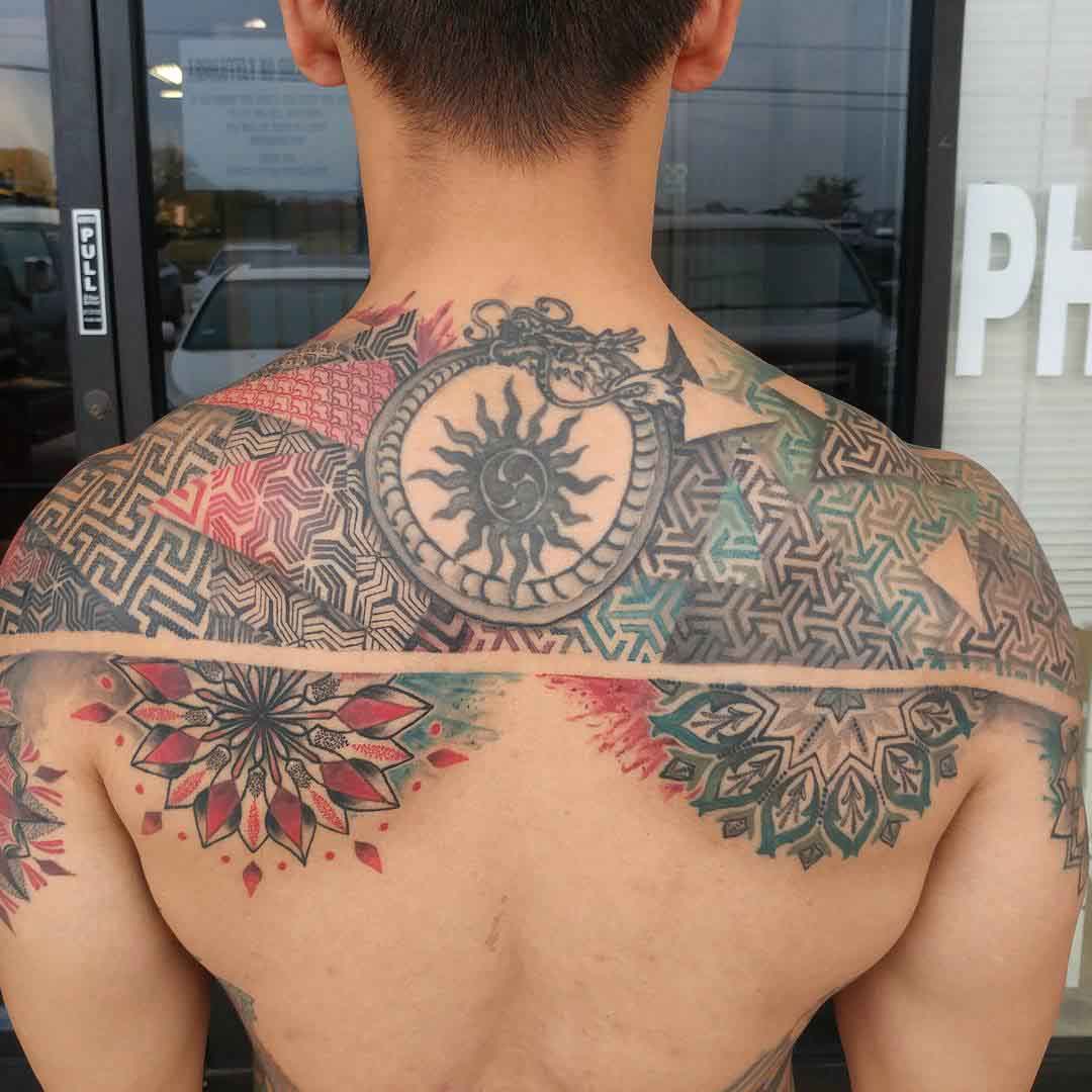 back tattoo geometric