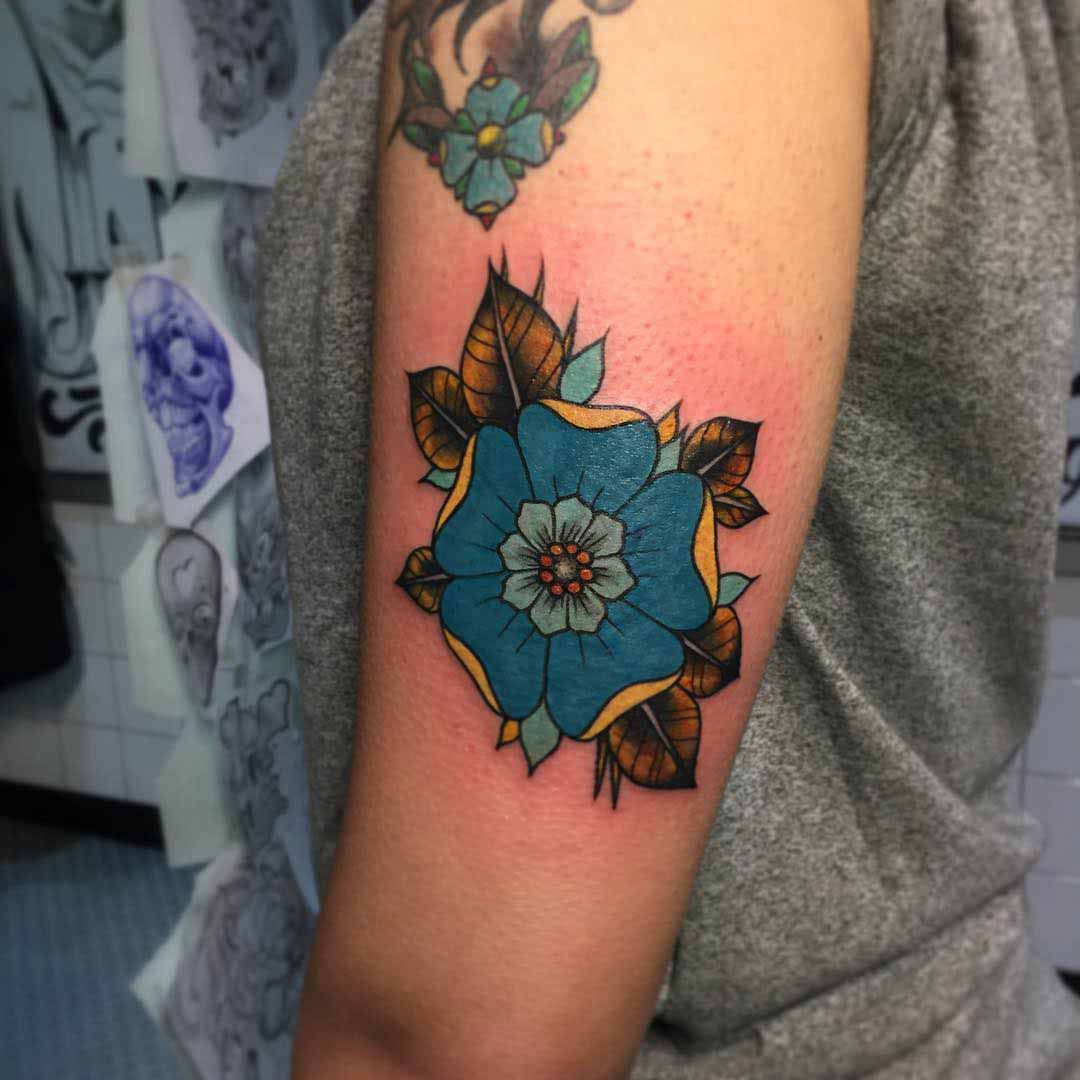 neo-traditional flower tattoo