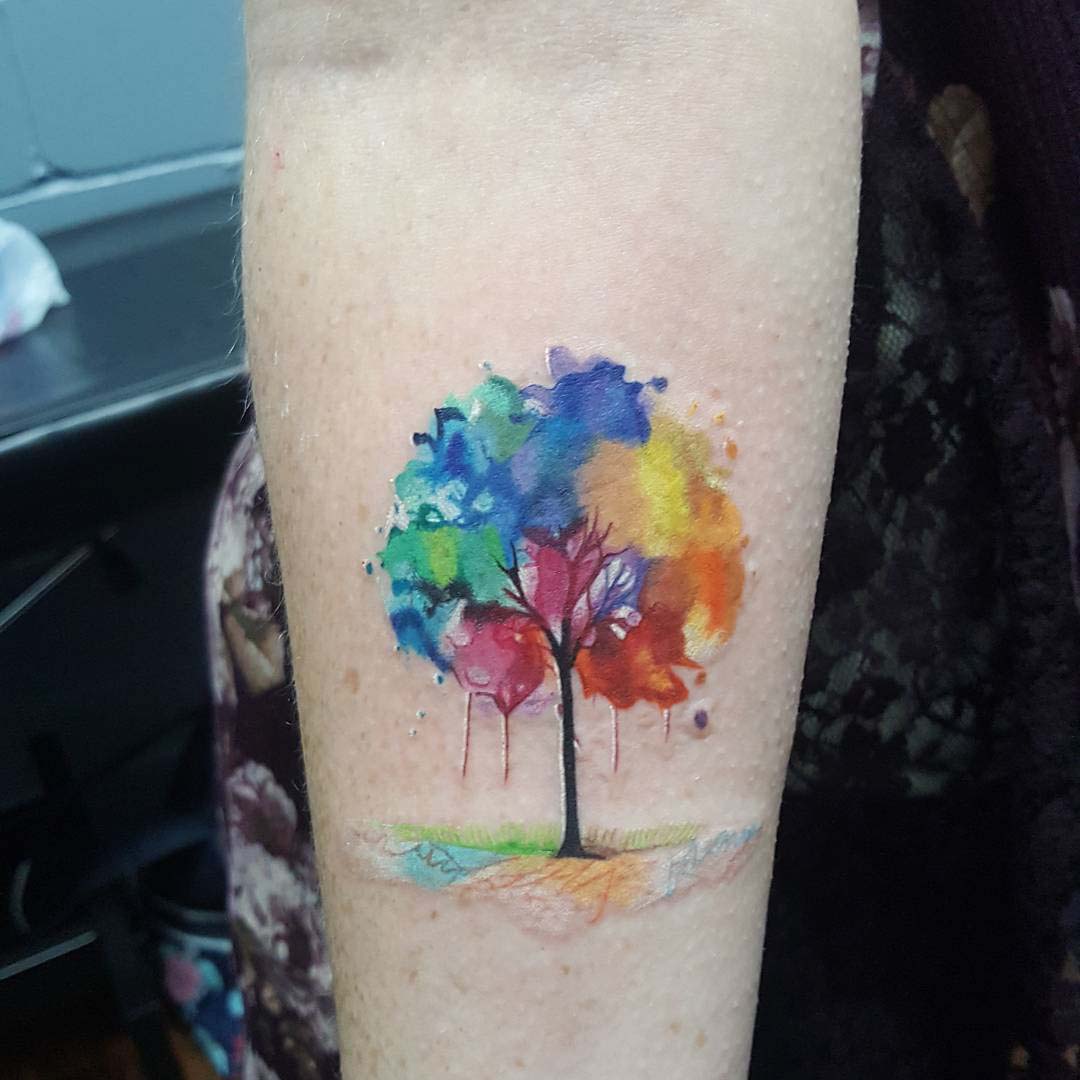tree tattoo watercolor style