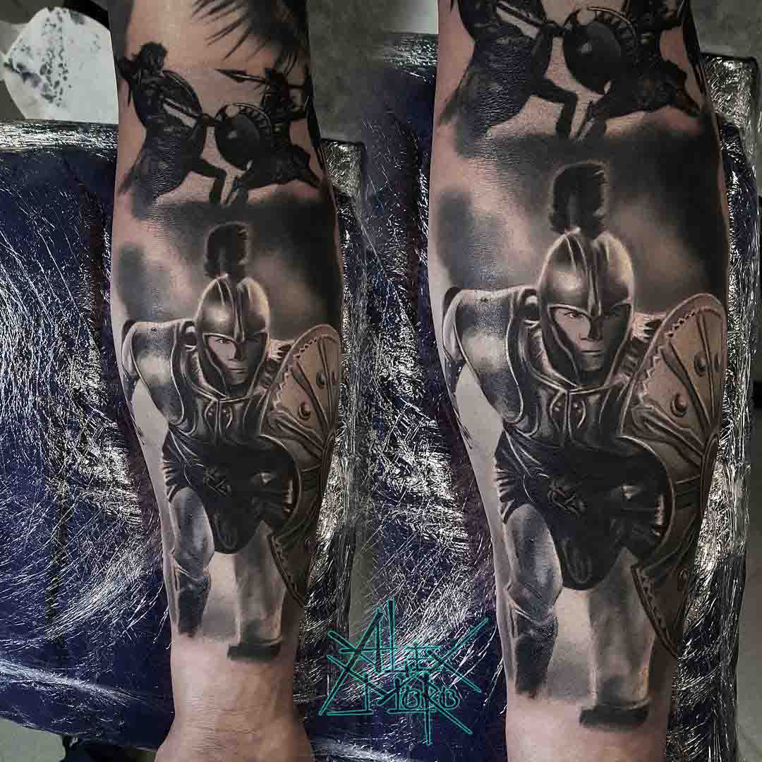 Achilles tattoo realistic