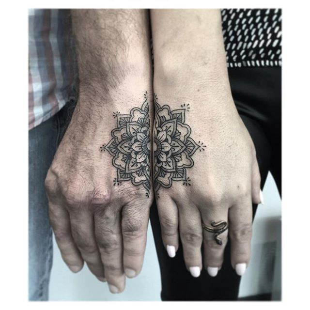 mandala tattoo for couple