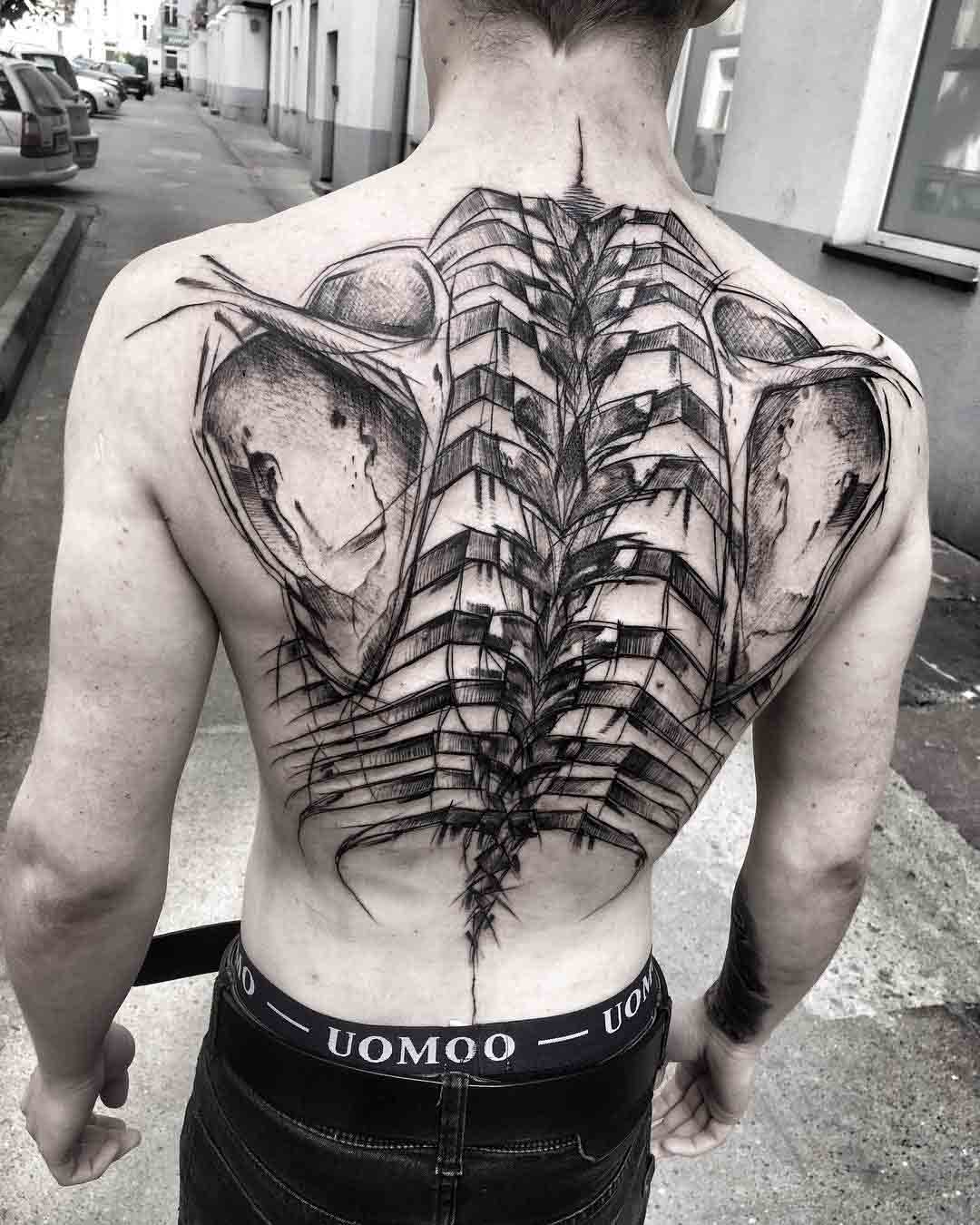 skeleton tattoo on back