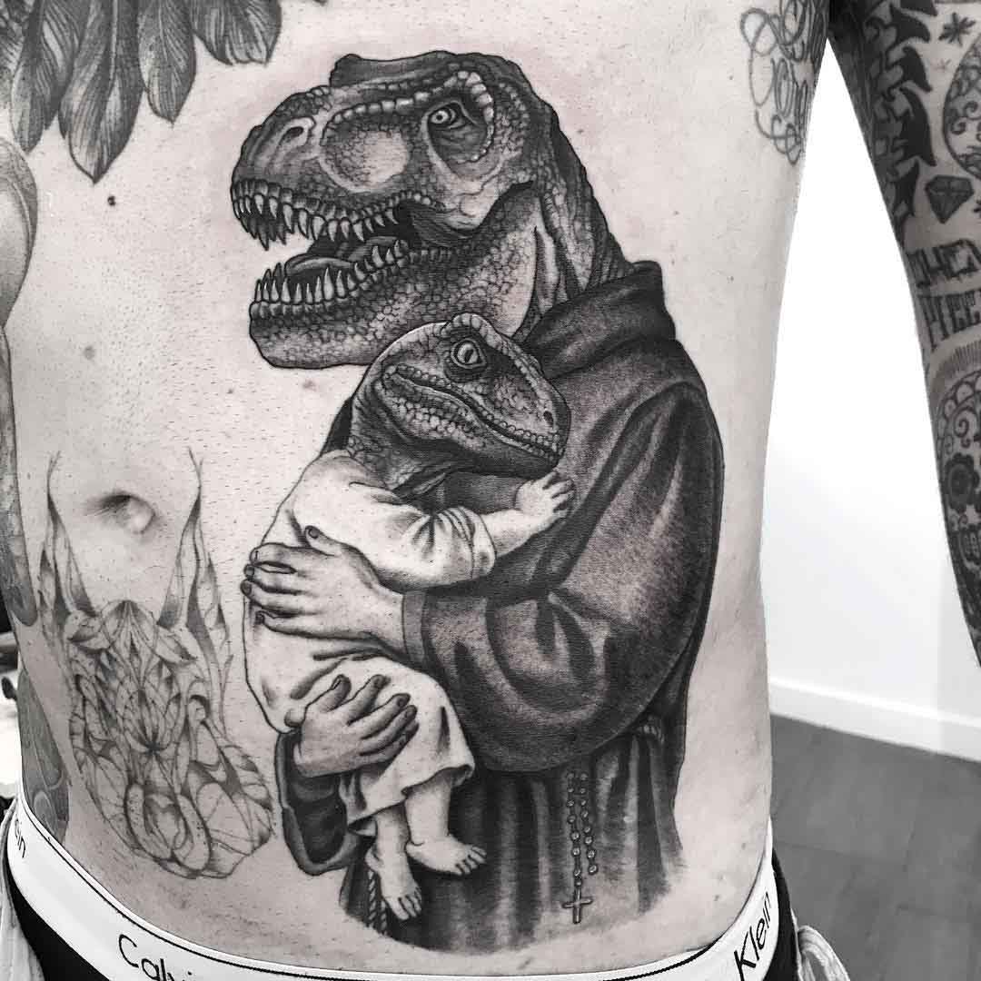 dinosaurs tattoo religious theme