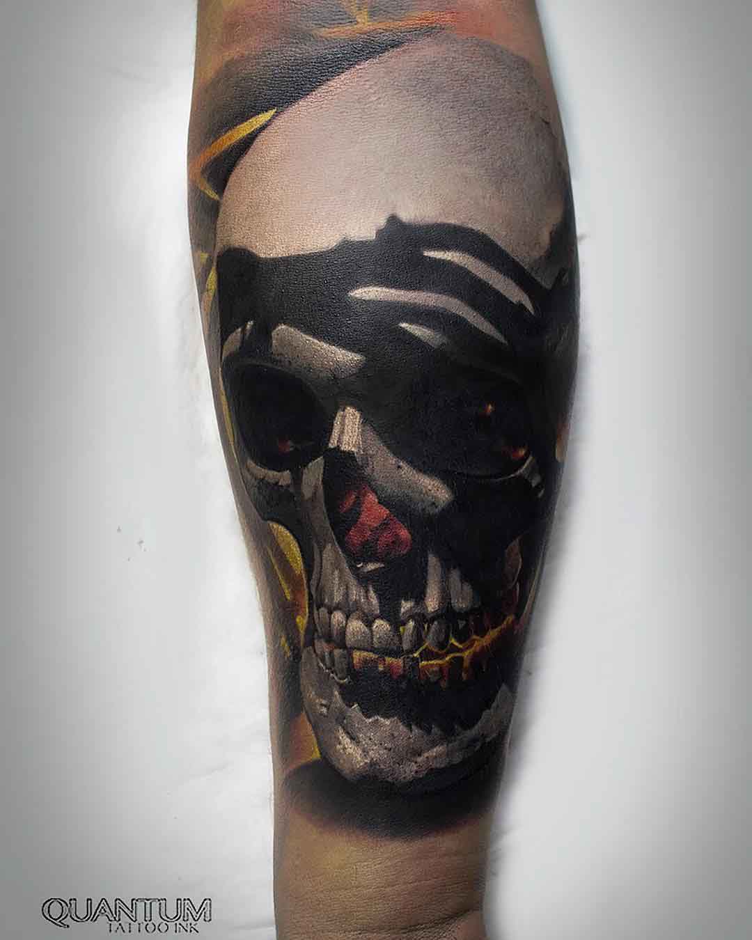 arm tattoo realistic skull