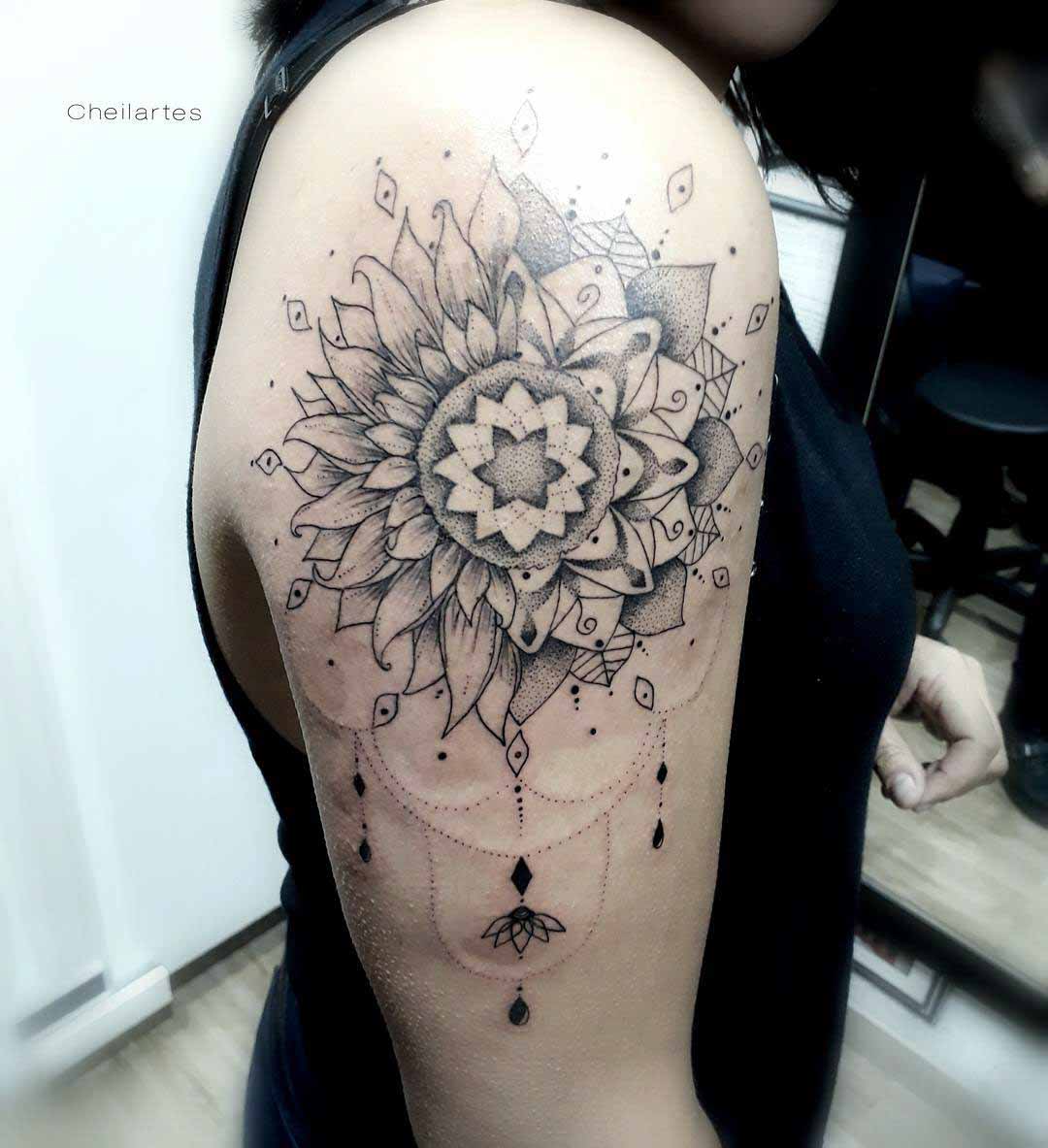 290 Sunflower Mandala Tattoo Illustrations RoyaltyFree Vector Graphics   Clip Art  iStock