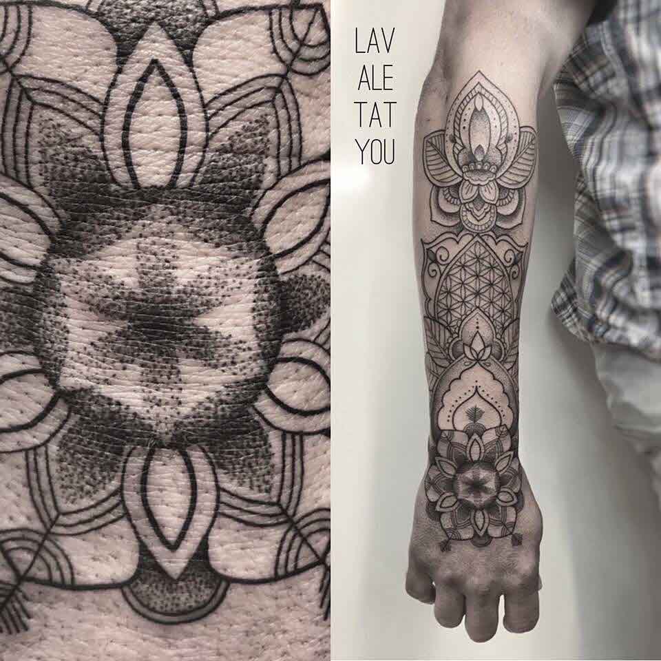 dotwork mandala tattoo sleeve
