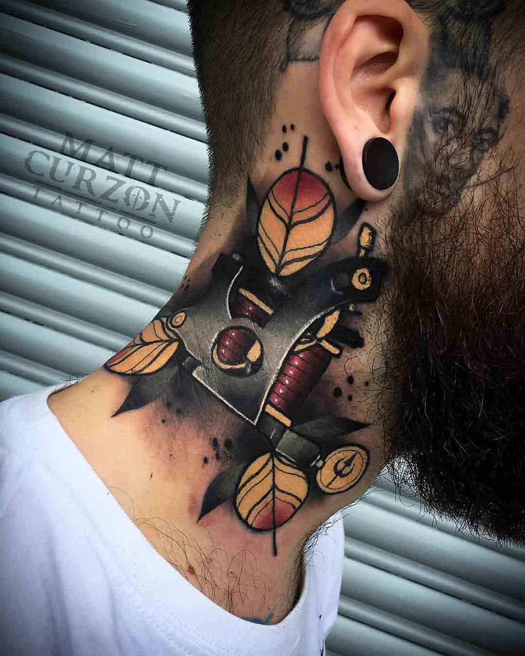 tattoo gun tattoo on neck