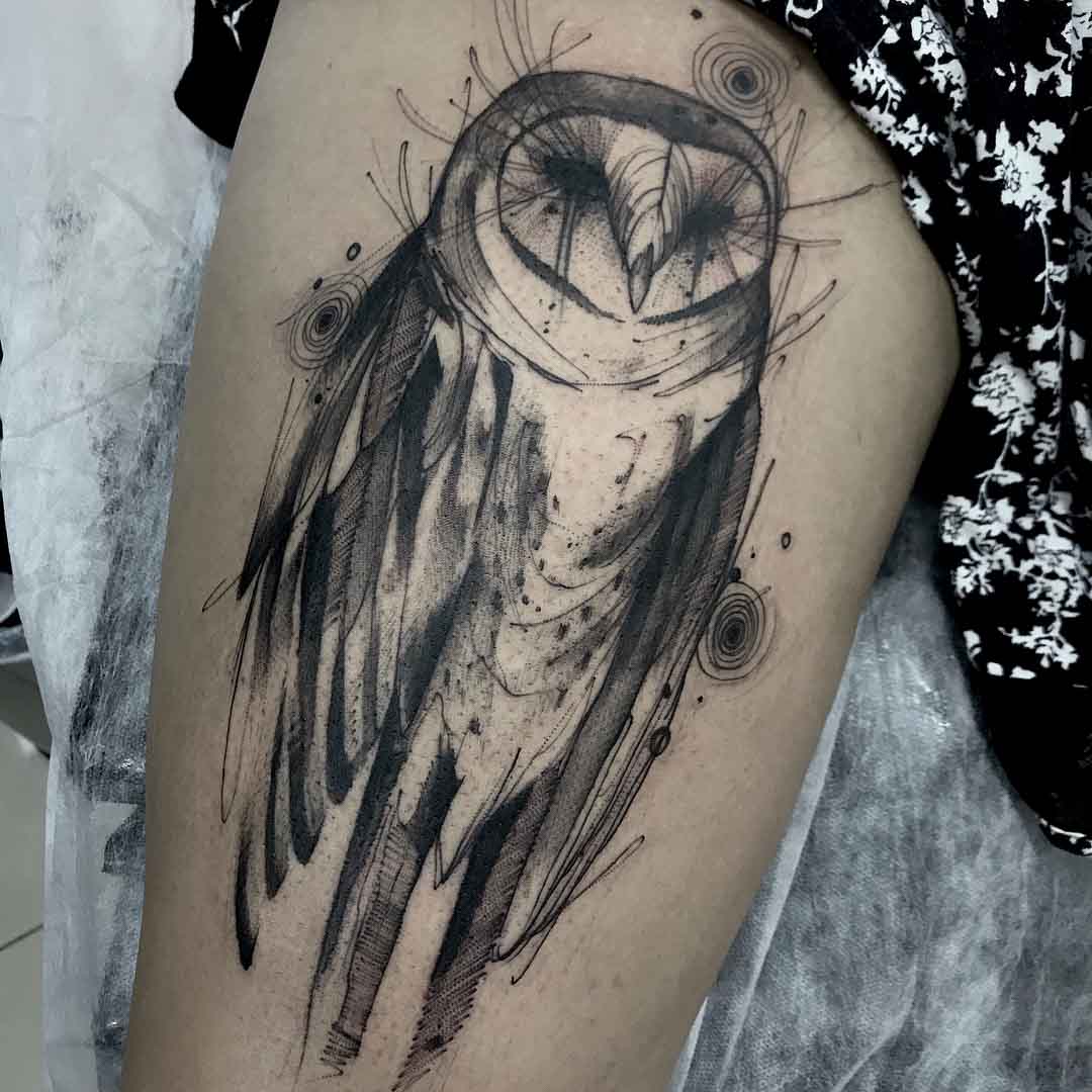 grey owl tattoo