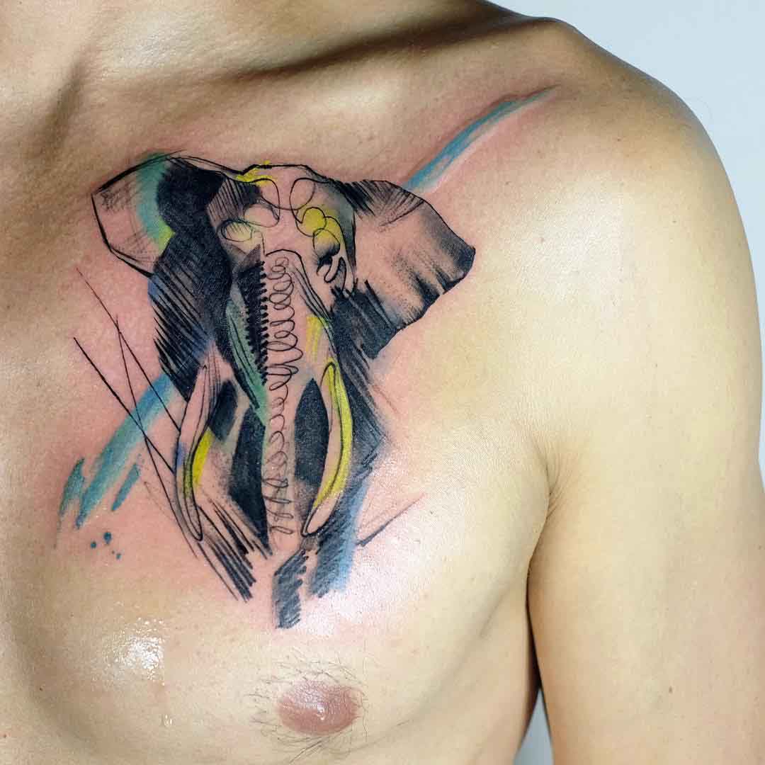 chest tattoo elephant