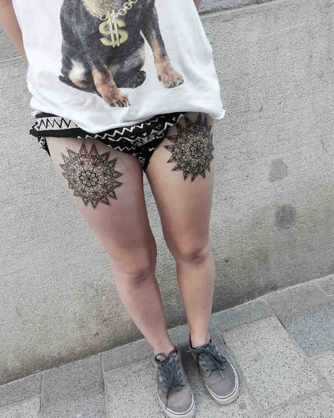 mandala tattoos on thighs