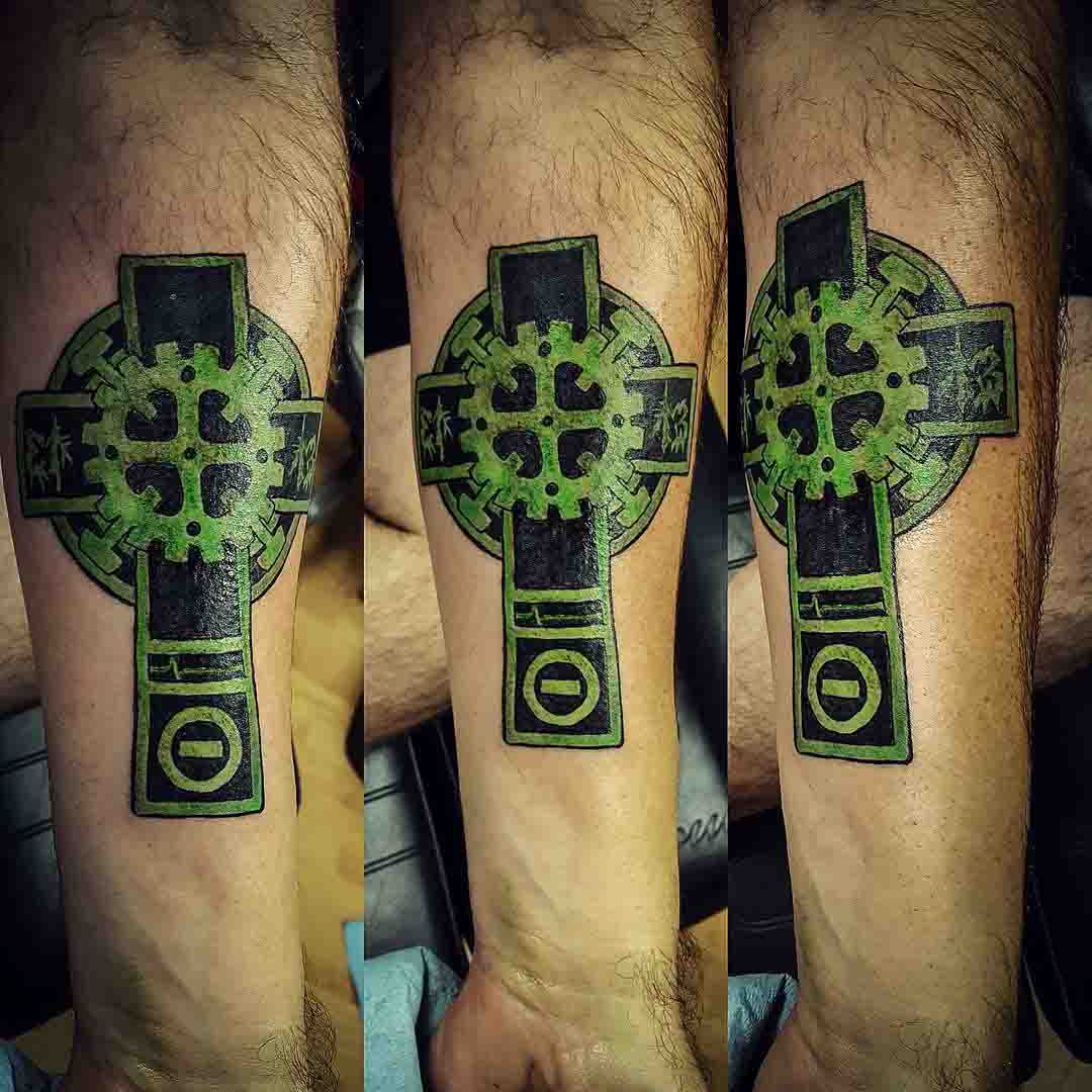 custom negative O tattoo cross