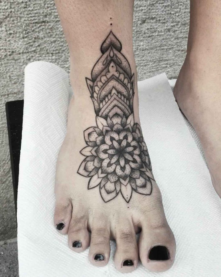 Dotwork Mandala Tattoo on Foot | Best Tattoo Ideas Gallery