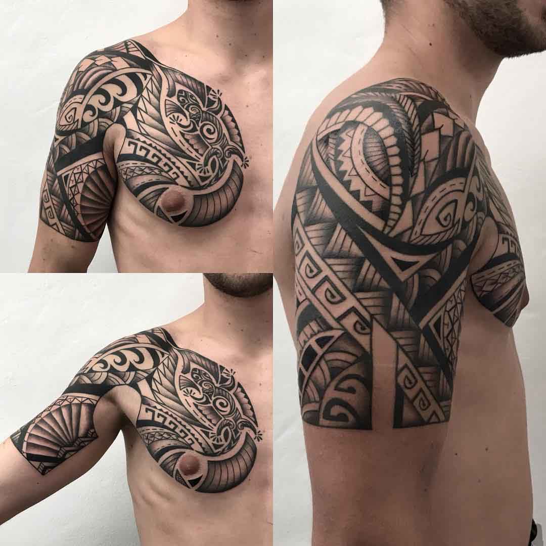 shoulder tattoo dragon maori style