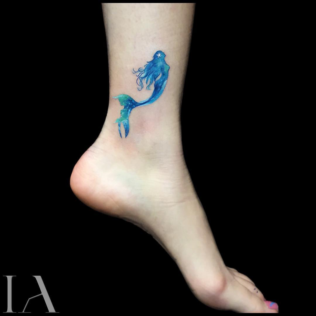 ankle tattoo mermaid