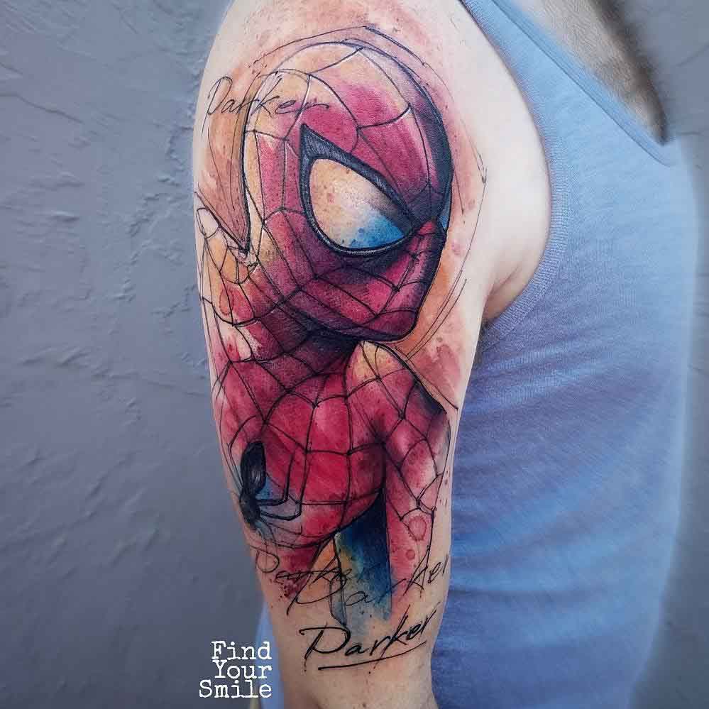 Impressive Ripped Skin Sports Tattoo On Back Photo - Spiderman Sleeve  Tattoos, HD Png Download - 525x605(#2450400) - PngFind