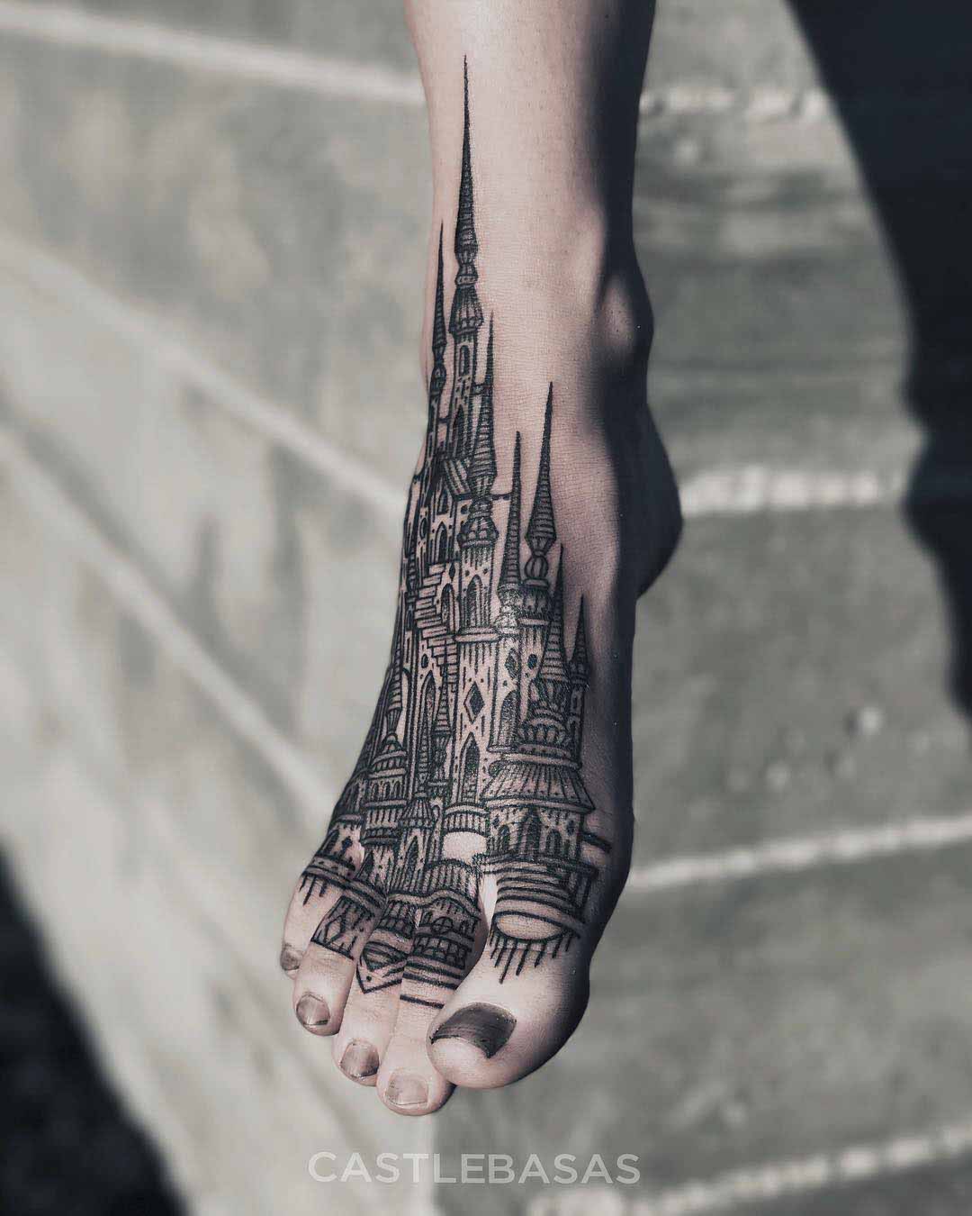 Foot tattoo castle