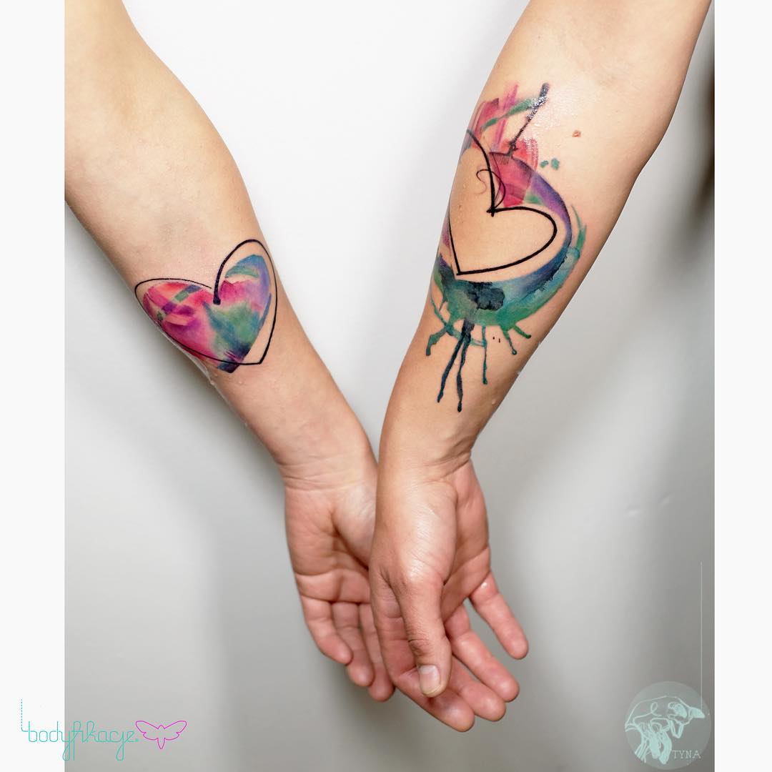 hearts tattoos for couple