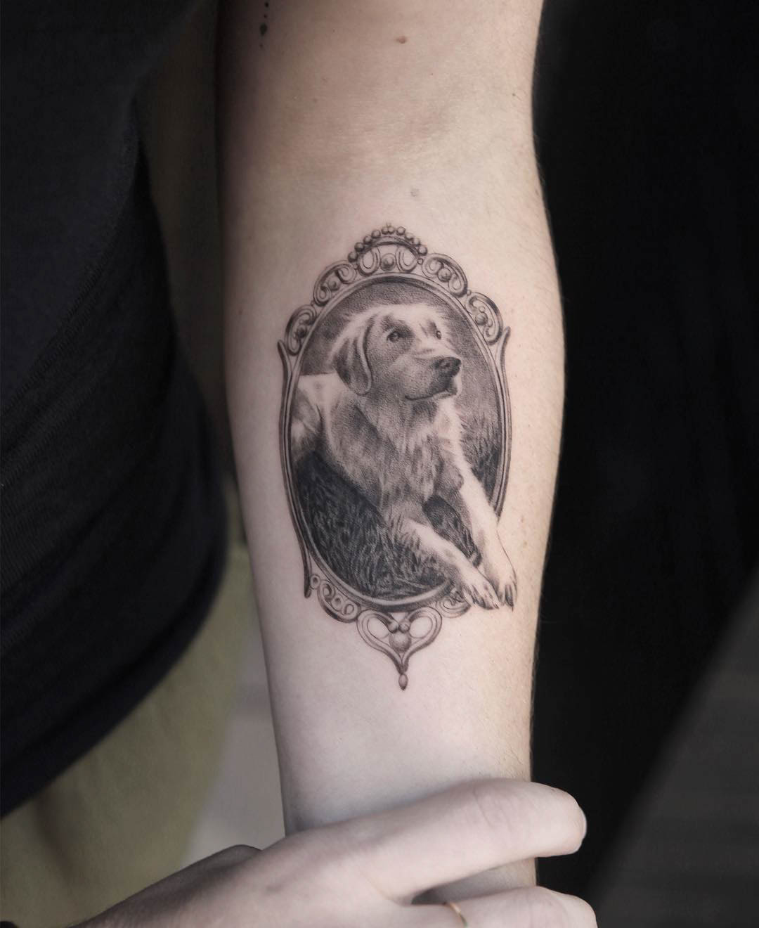 dog tattoo frame realistic