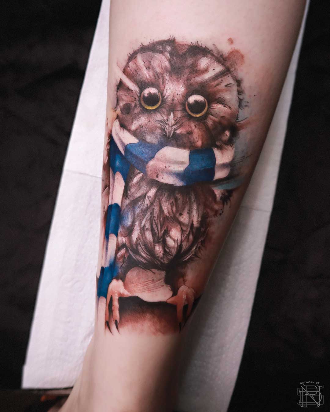 cute watercolo tattoo owl