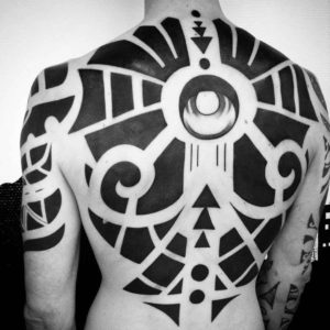 Geometry Blackwork Tattoo on Back - Best Tattoo Ideas Gallery