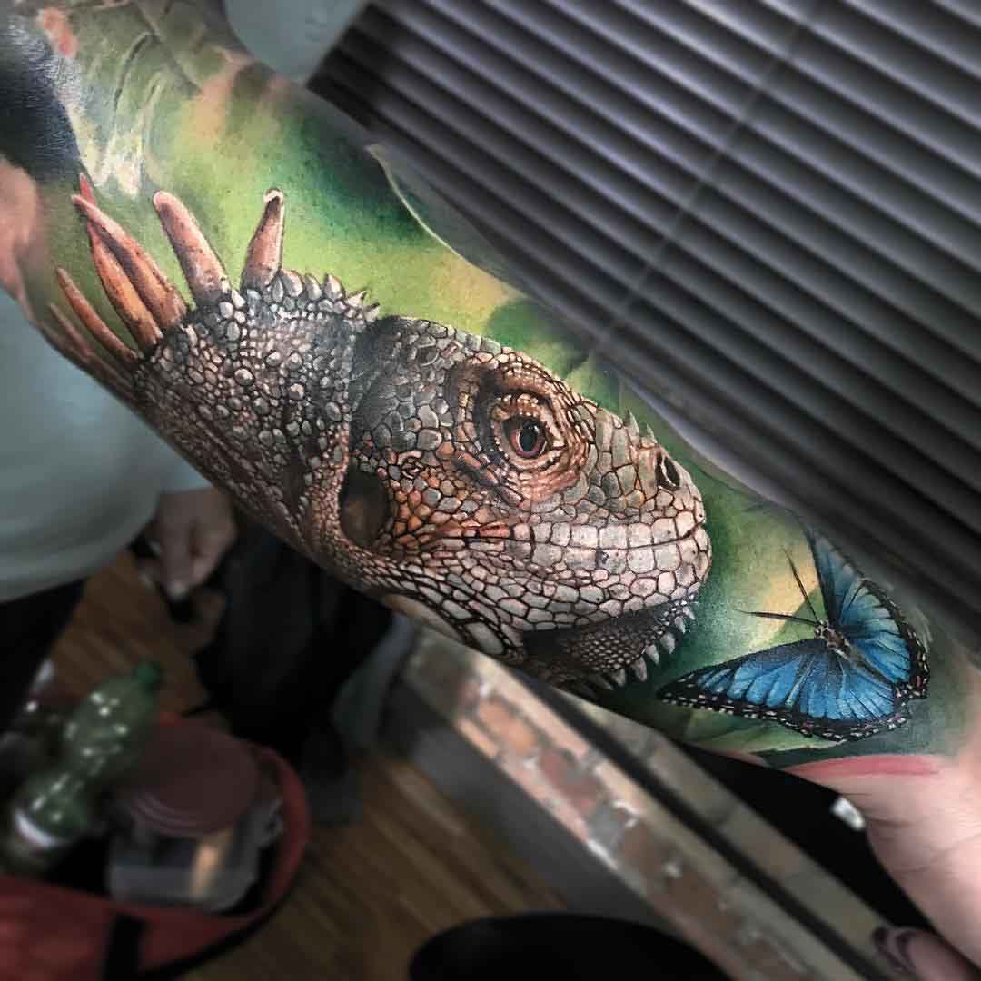 iguana tattoo on arm lizzard