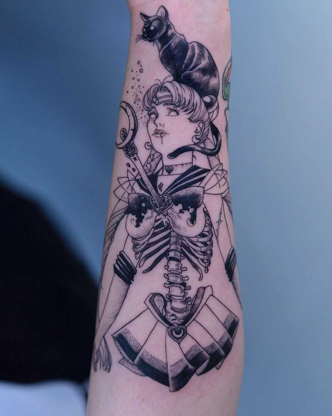 arm tattoo Sailor Moon Skeleton