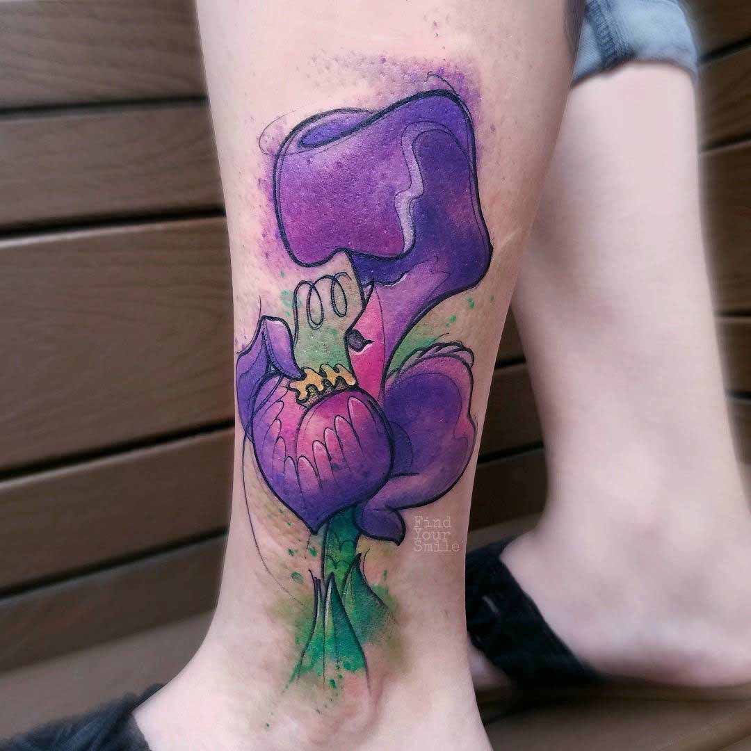 Sketchy Purple Flower Tattoo - Best Tattoo Ideas Gallery