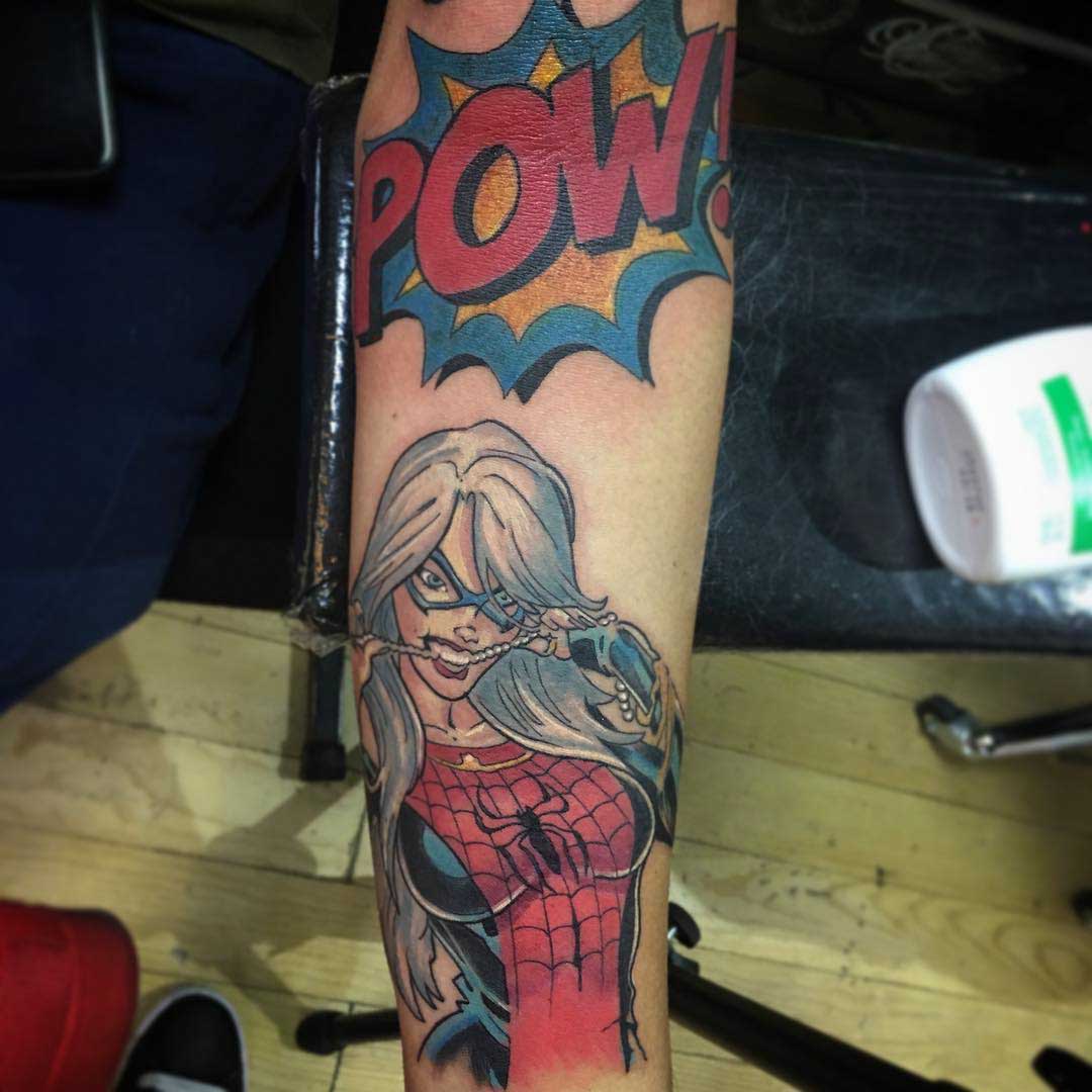 comic book spider wooman tattoo