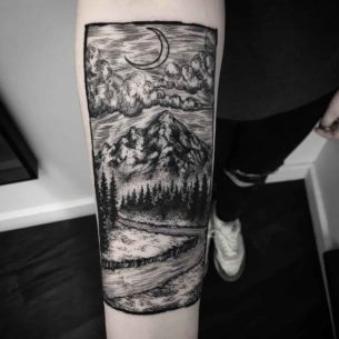 Etching Landscape Tattoo - Best Tattoo Ideas Gallery