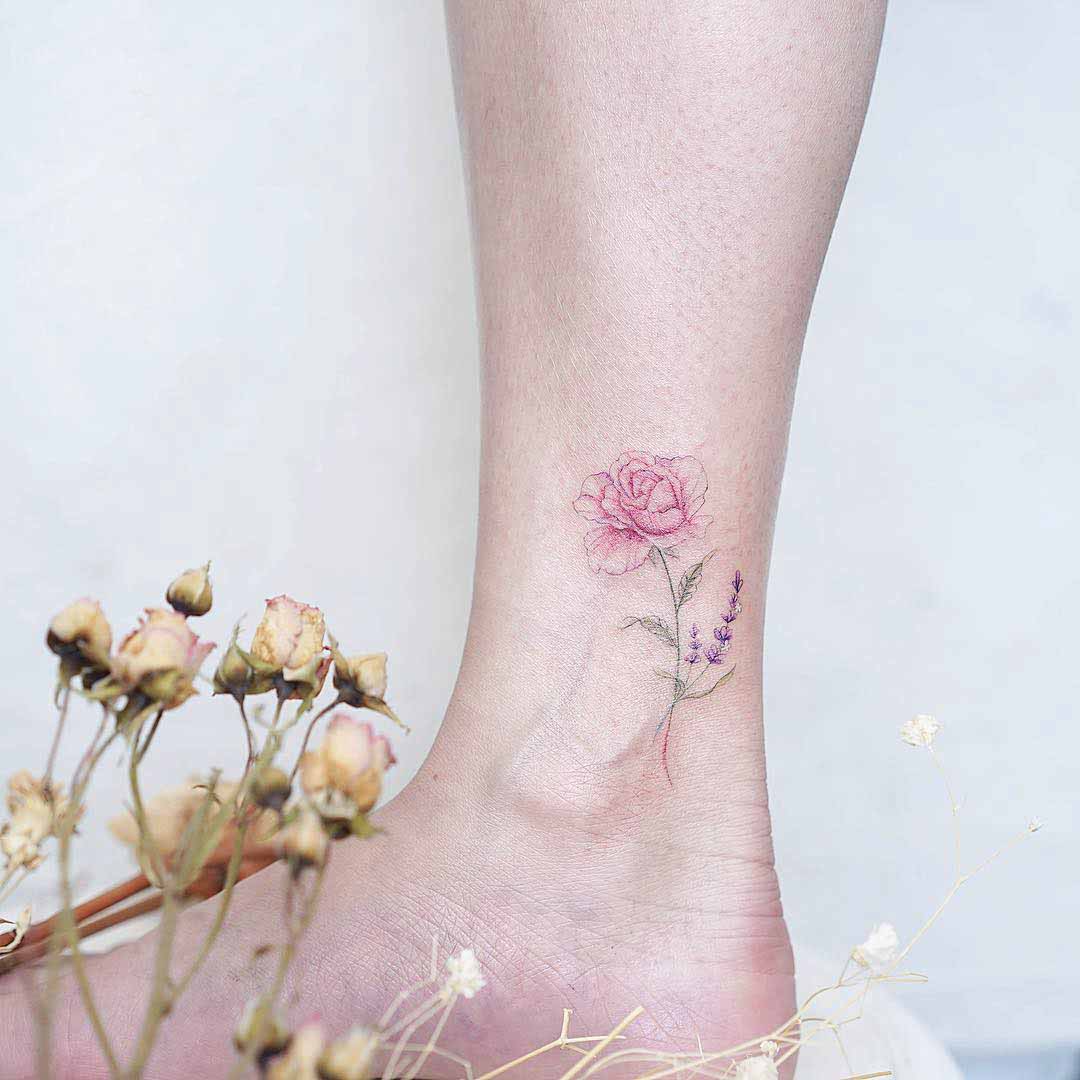 ankle tattoo rose