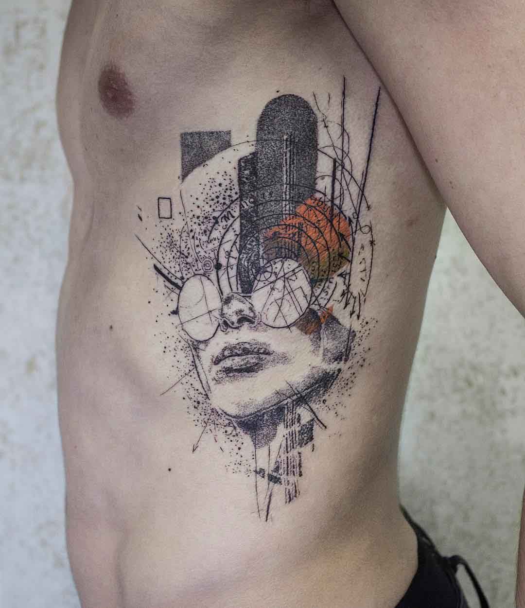 ribs tattoo abstract design