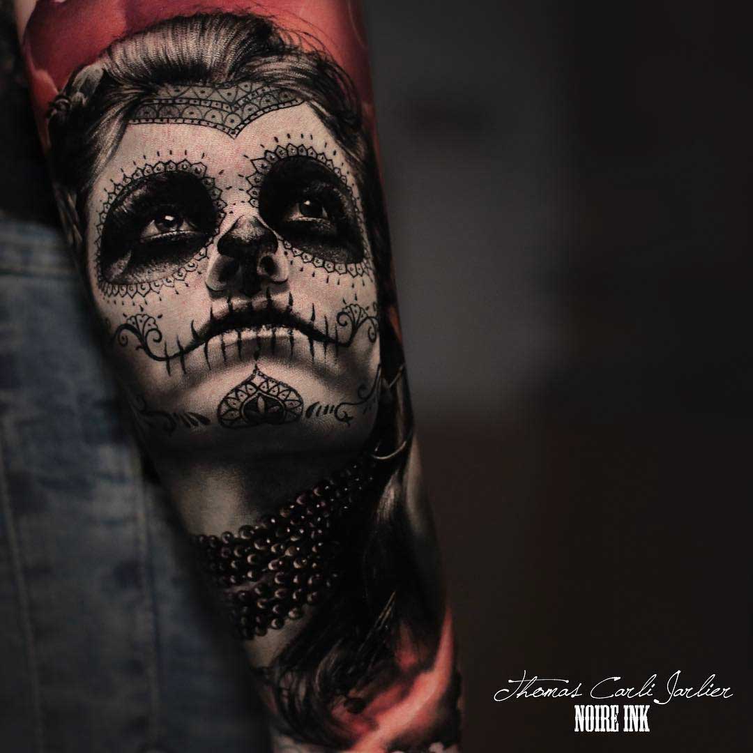 chicano realistic tattoo santa muerte